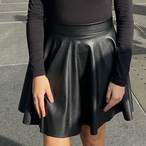 Black leather skirt